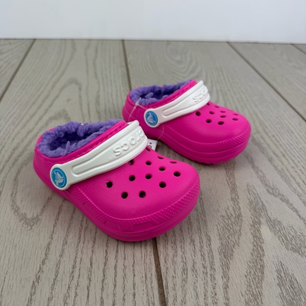 Crocs Classic Lined Kids Clogs c5 Pink Crush/Multi $56 Children's Shoes